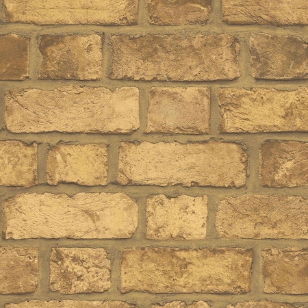 Manhattan Comfort Norman, Vinyl Gold Brick Wallpaper, 205 In X 33 Ft = 56 Sq Ft Norman